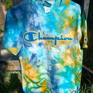 Custom Champion Chenille logo Ice-dye Shirt